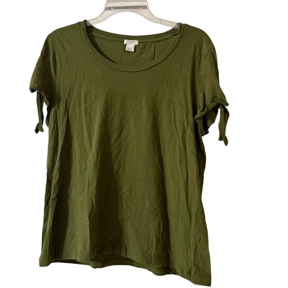 J. Crew Olive Green Casual Short Sleeve Shirt Women's Large